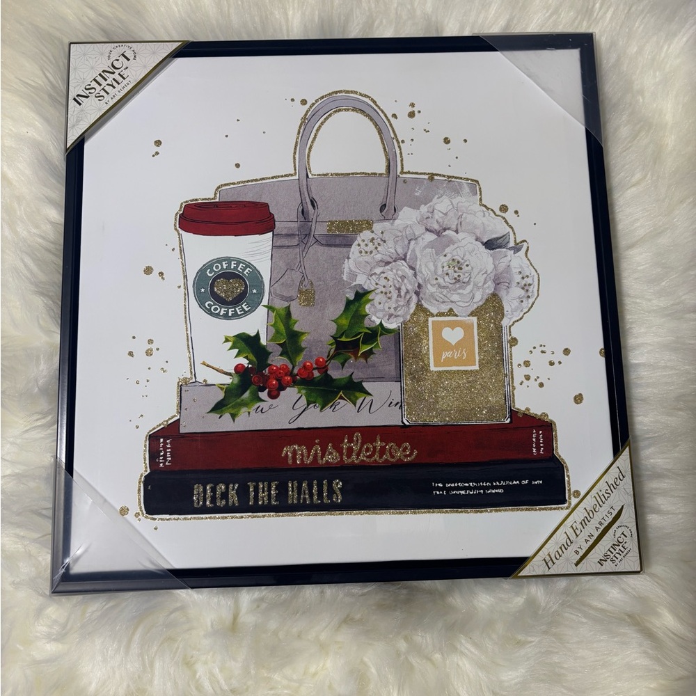 Elegant Holiday Wall Art with Gold Accents